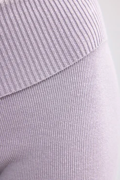 Oh Polly Knitwear | Matching Sets^Fold Over Kick Flare Chunky Knit Trousers in Dusty Lavender DustyLavender