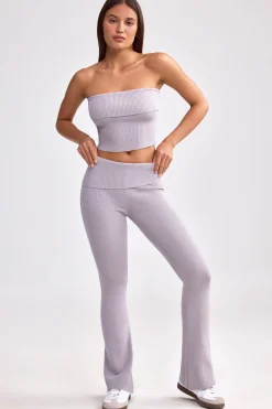 Oh Polly Knitwear | Matching Sets^Fold Over Kick Flare Chunky Knit Trousers in Dusty Lavender DustyLavender