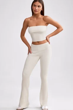 Oh Polly Knitwear | Matching Sets^Fold Over Kick Flare Chunky Knit Trousers in Cream