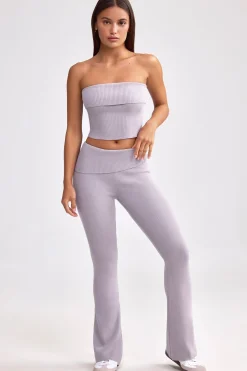 Oh Polly Knitwear | Matching Sets^Fold Over Kick Flare Chunky Knit Trousers in Dusty Lavender DustyLavender