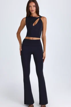 Oh Polly Fall Outfits^Foldover Flared Trousers in Black
