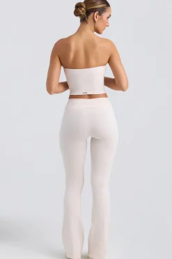 Oh Polly Matching Sets^Foldover Flared Trousers in Washed Cream WashedCream