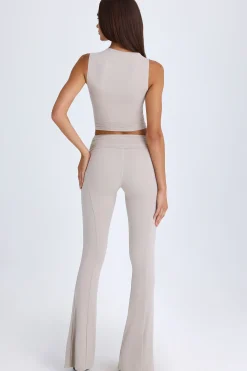 Oh Polly Fall Outfits^Foldover Flared Trousers in Taupe