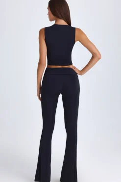 Oh Polly Fall Outfits^Foldover Flared Trousers in Black