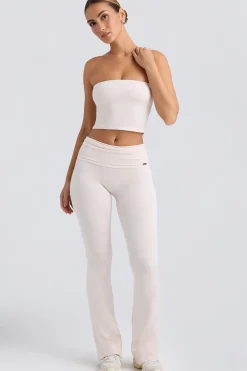 Oh Polly Matching Sets^Foldover Flared Trousers in Washed Cream WashedCream