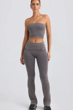 Oh Polly Matching Sets^Foldover Flared Trousers in Washed Charcoal WashedCharcoal