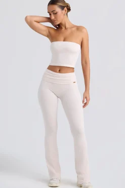 Oh Polly Matching Sets^Foldover Flared Trousers in Washed Cream WashedCream