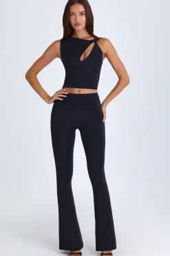 Oh Polly Fall Outfits^Foldover Flared Trousers in Black