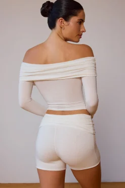Oh Polly Shorts | Matching Sets^Fold-Over Mini Shorts in Soft White SoftWhite
