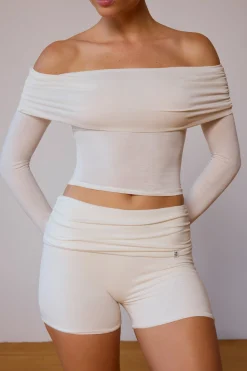 Oh Polly Shorts | Matching Sets^Fold-Over Mini Shorts in Soft White SoftWhite