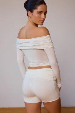 Oh Polly Shorts | Matching Sets^Fold-Over Mini Shorts in Soft White SoftWhite