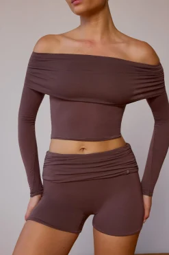 Oh Polly Matching Sets | Shorts^Fold-Over Mini Shorts in Taupe Brown TaupeBrown