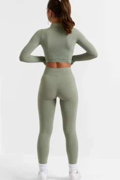 Oh Polly Matching Sets | Leggings^Full Length Leggings with Pockets in Bamboo Green BambooGreen