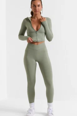 Oh Polly Matching Sets | Leggings^Full Length Leggings with Pockets in Bamboo Green BambooGreen