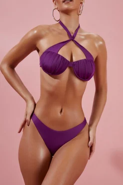 Oh Polly Women'S Clothing Sale - $65 And Under | Women'S Clothing Sale - $40 And Under^Give Me Fever Ruched Twist Bikini Top in Purple