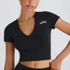 Oh Polly Tee'S & Tanks^Graphic-Print Cropped T-Shirt in Black