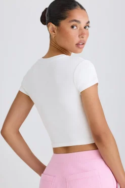 Oh Polly Tee'S & Tanks^Graphic-Print Cropped T-Shirt in White
