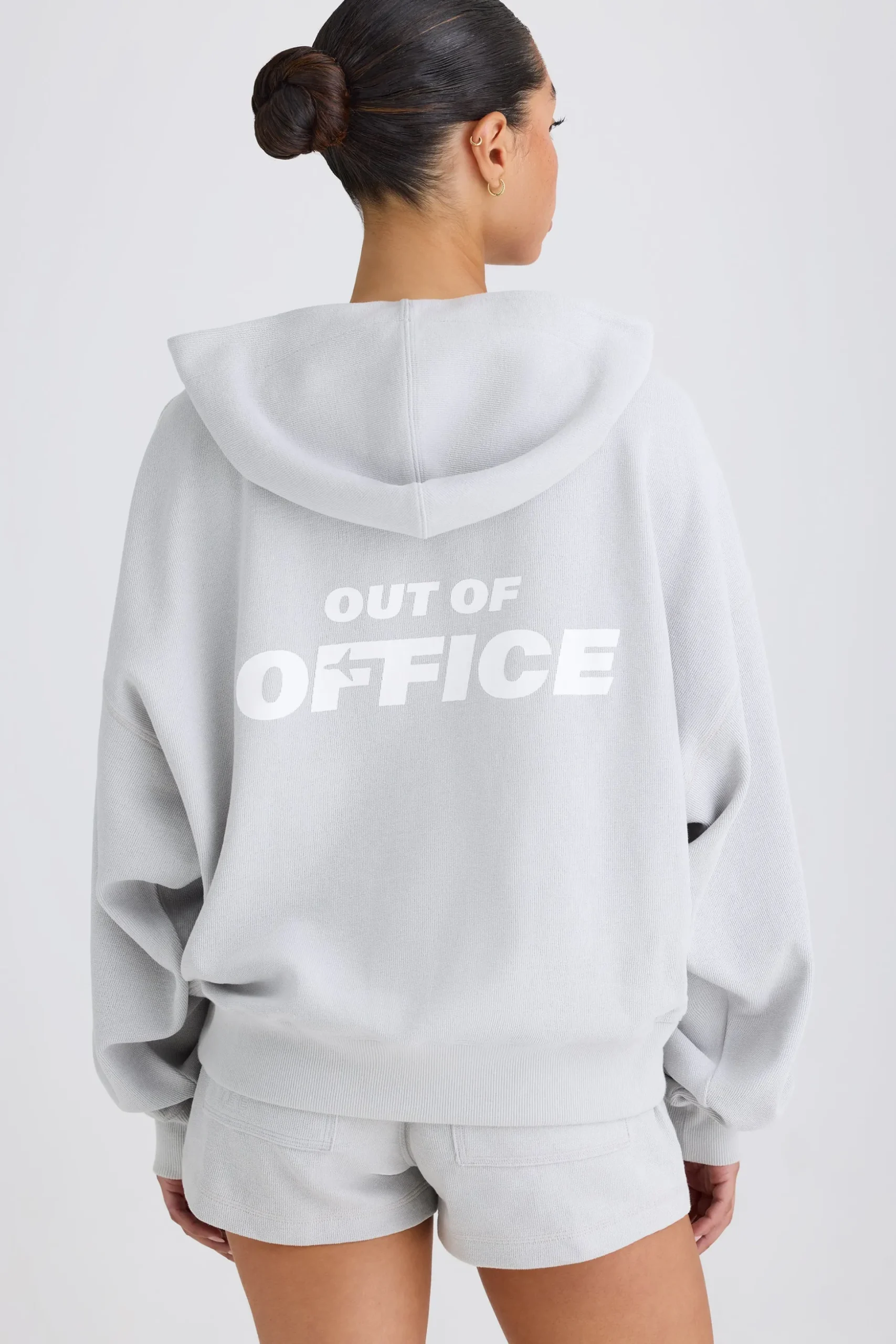 Oh Polly Sweatshirts^Graphic-Print Hoodie in Pacific Grey PacificGrey