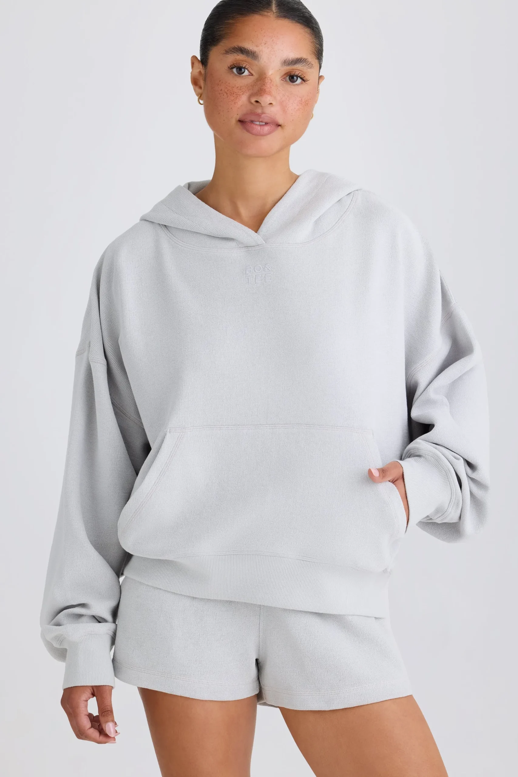 Oh Polly Sweatshirts^Graphic-Print Hoodie in Pacific Grey PacificGrey