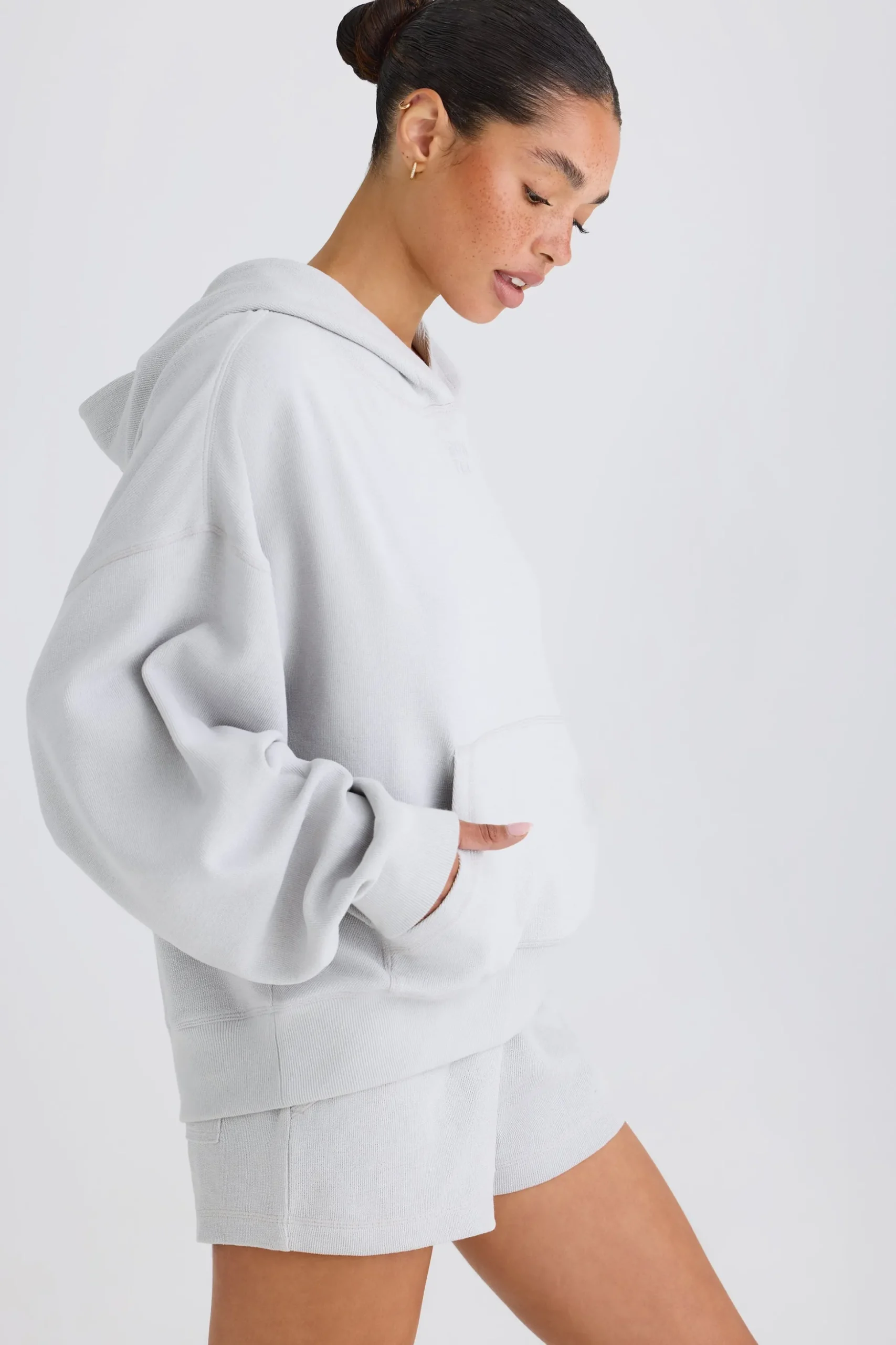 Oh Polly Sweatshirts^Graphic-Print Hoodie in Pacific Grey PacificGrey