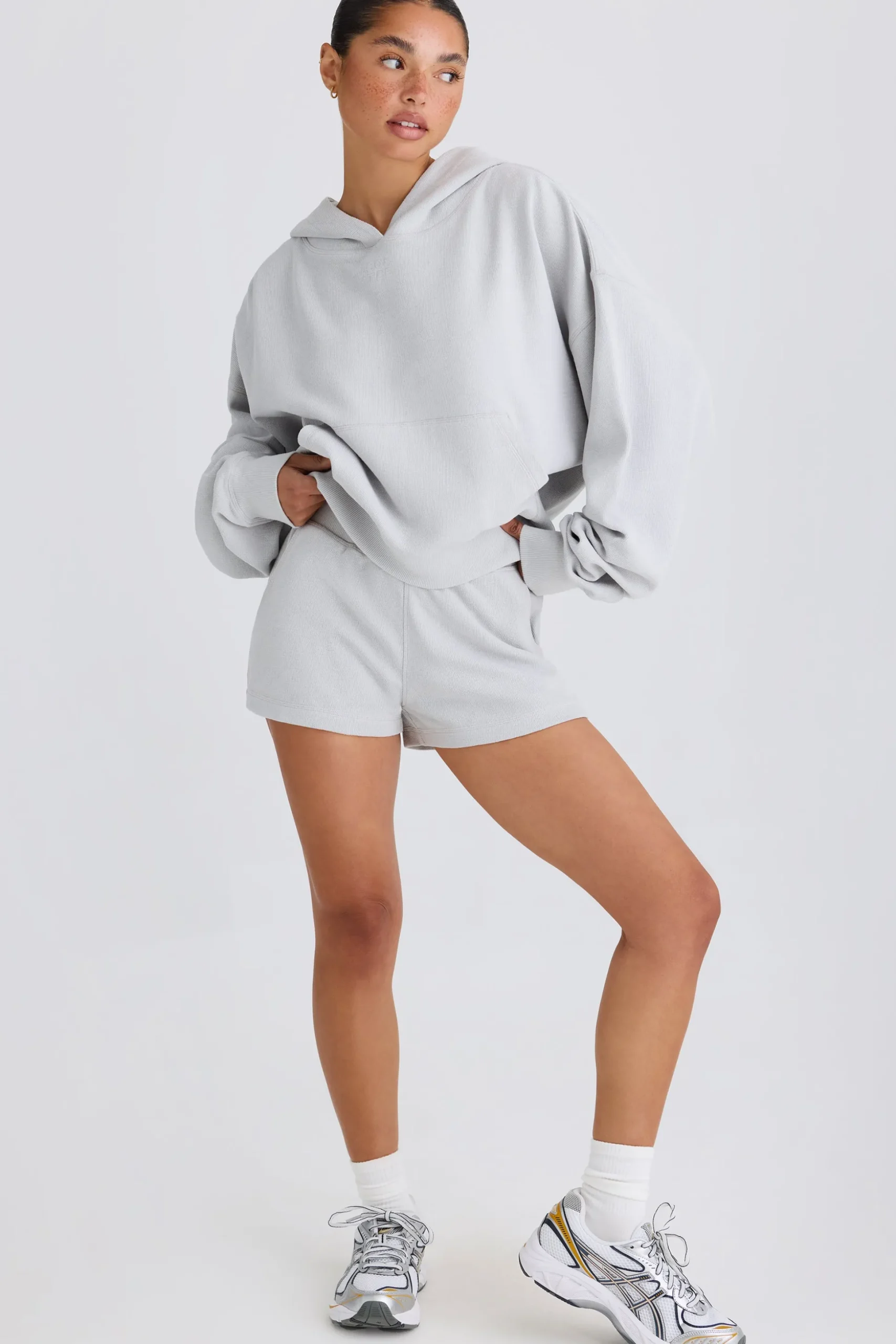 Oh Polly Sweatshirts^Graphic-Print Hoodie in Pacific Grey PacificGrey