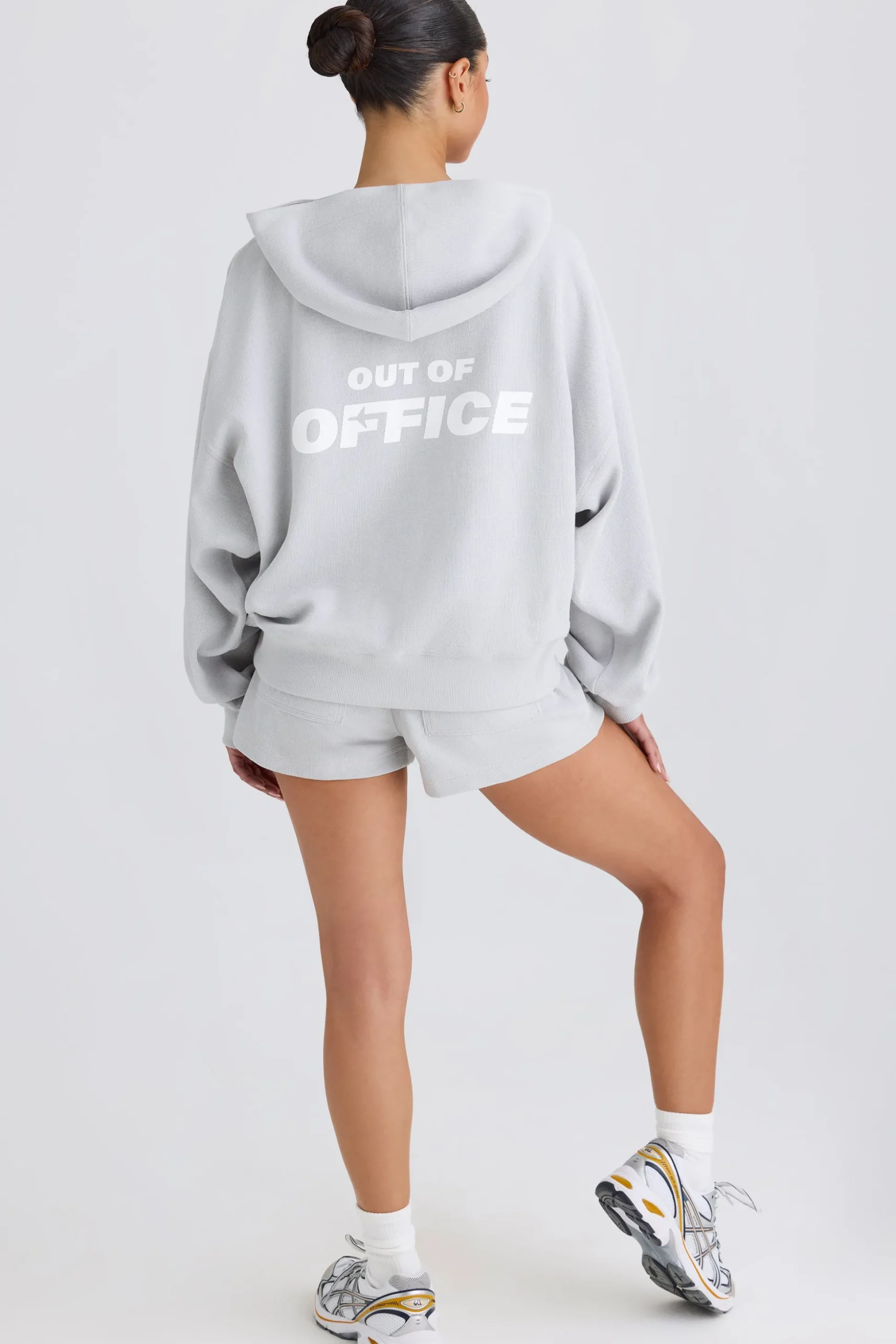Oh Polly Sweatshirts^Graphic-Print Hoodie in Pacific Grey PacificGrey
