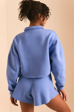 Oh Polly Sweatshirts | Matching Sets^Half Zip Sweater in Cerulean Blue CeruleanBlue