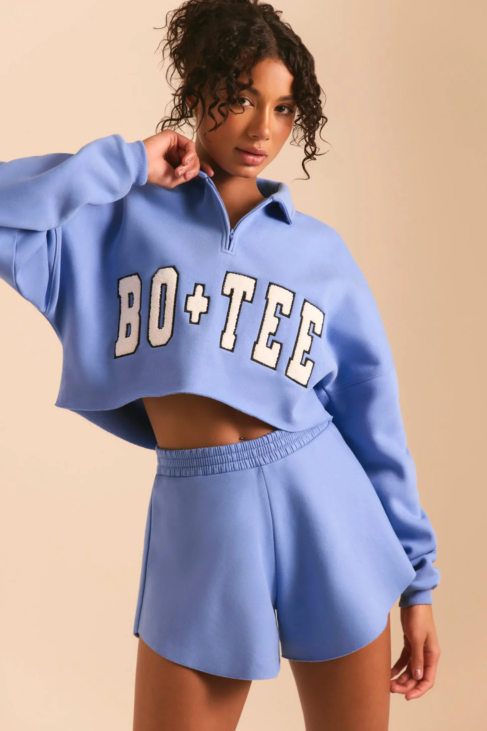 Oh Polly Sweatshirts | Matching Sets^Half Zip Sweater in Cerulean Blue CeruleanBlue