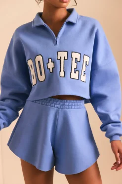 Oh Polly Sweatshirts | Matching Sets^Half Zip Sweater in Cerulean Blue CeruleanBlue