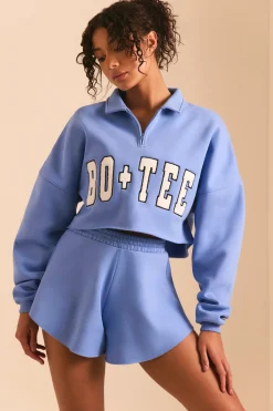 Oh Polly Sweatshirts | Matching Sets^Half Zip Sweater in Cerulean Blue CeruleanBlue