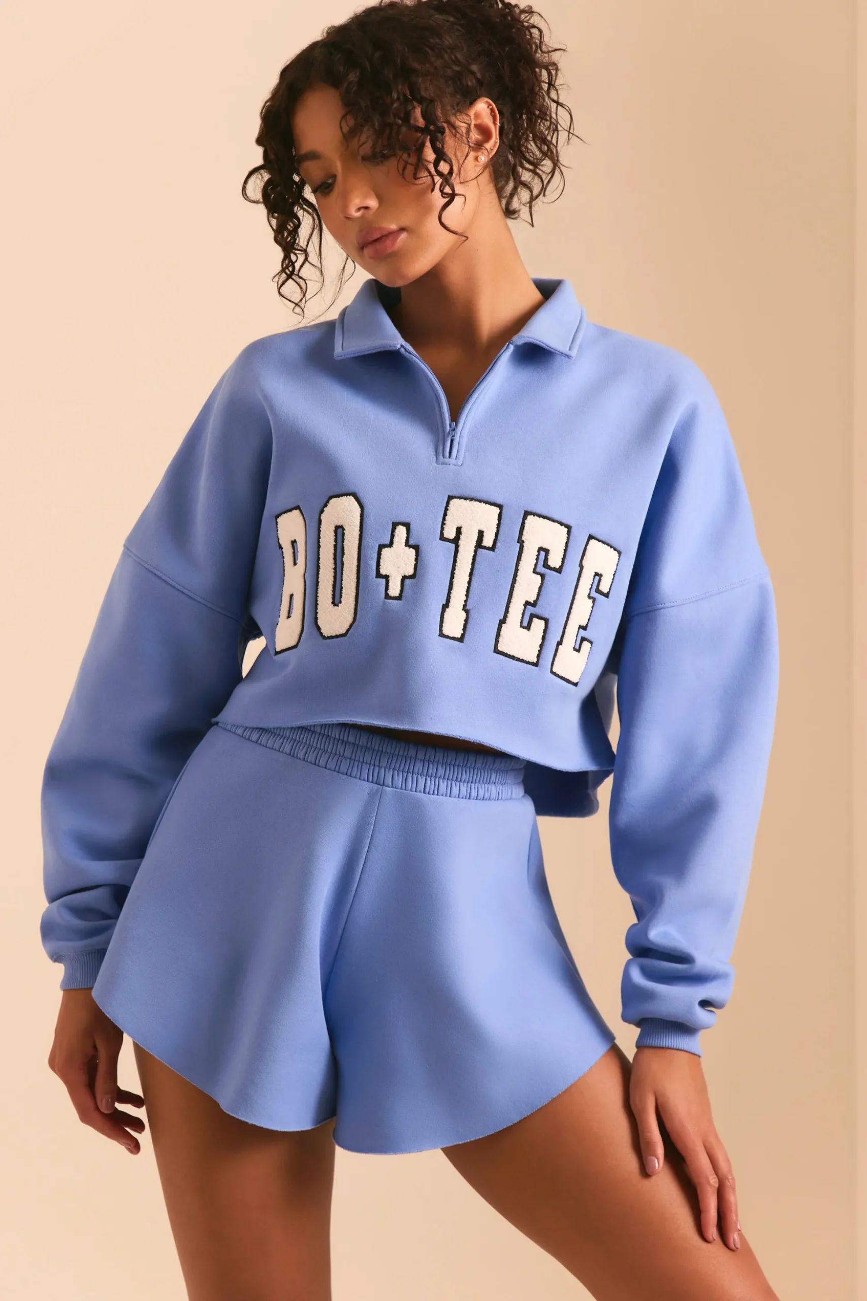 Oh Polly Sweatshirts | Matching Sets^Half Zip Sweater in Cerulean Blue CeruleanBlue