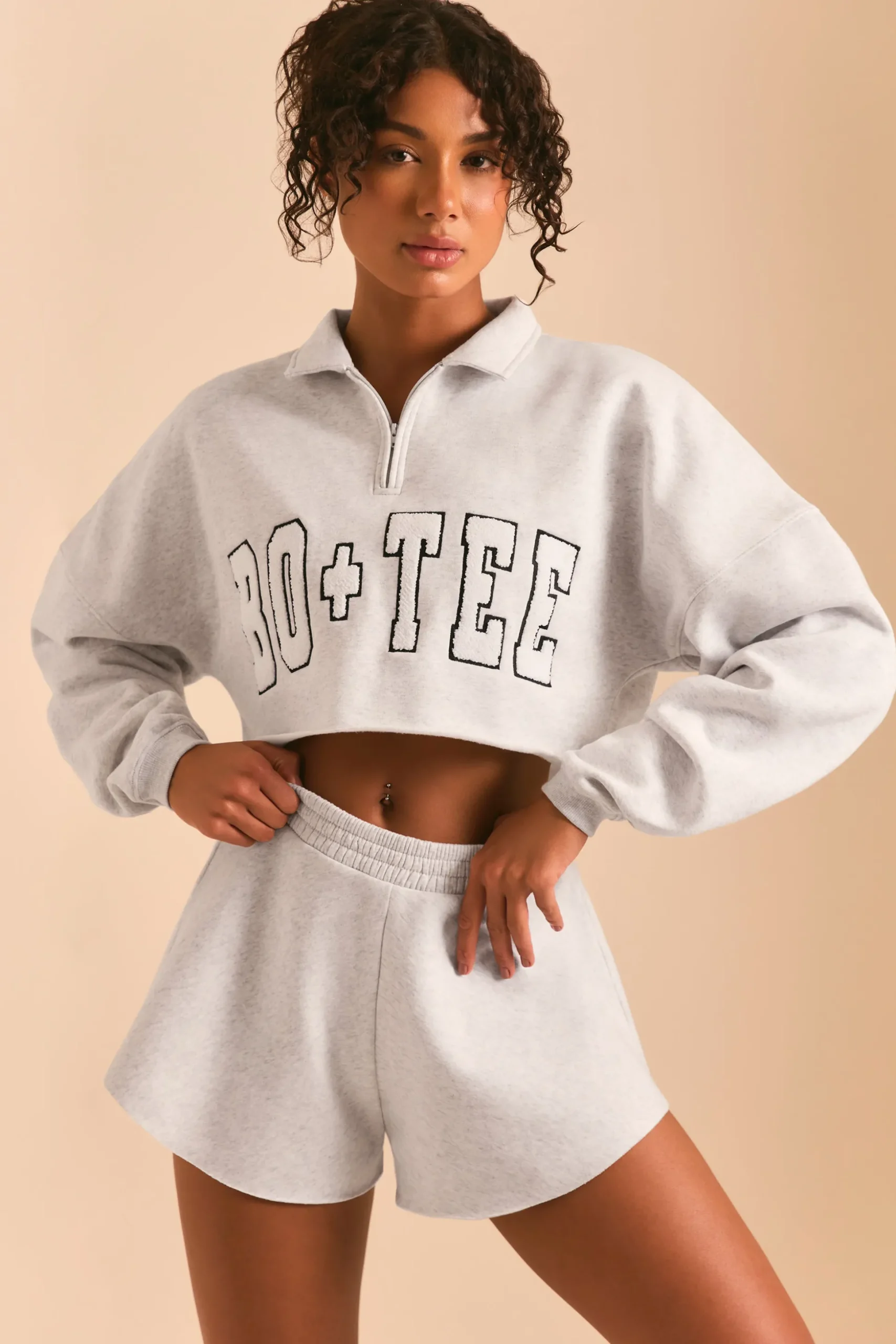 Oh Polly Sweatshirts | Matching Sets^Half Zip Sweater in Heather Grey HeatherGrey