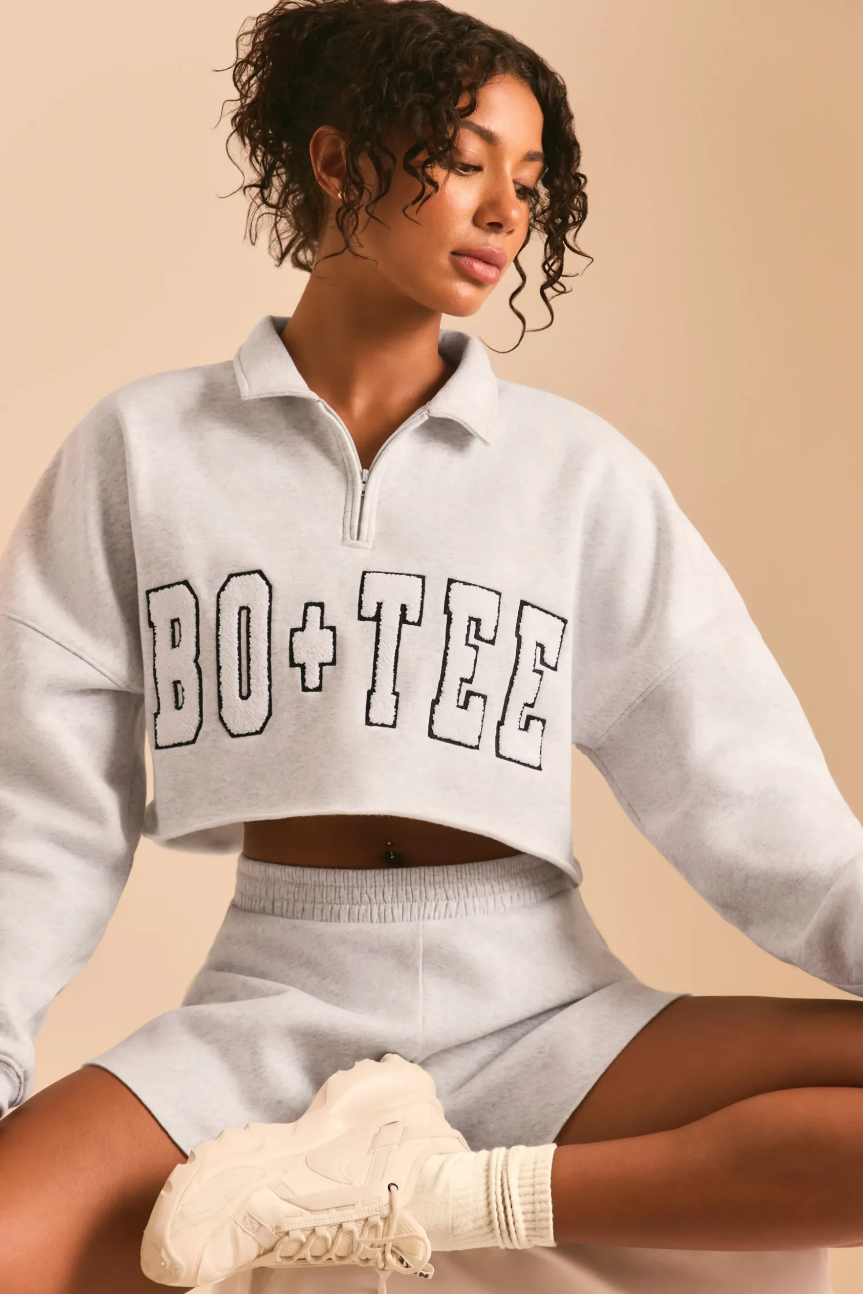 Oh Polly Sweatshirts | Matching Sets^Half Zip Sweater in Heather Grey HeatherGrey