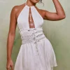 Oh Polly Women'S Clothing Sale - $65 And Under | Women'S Clothing Sale - $40 And Under^Halter Neck Cut Out Shirred Mini Dress in White