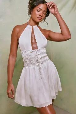 Oh Polly Women'S Clothing Sale - $65 And Under | Women'S Clothing Sale - $40 And Under^Halter Neck Cut Out Shirred Mini Dress in White