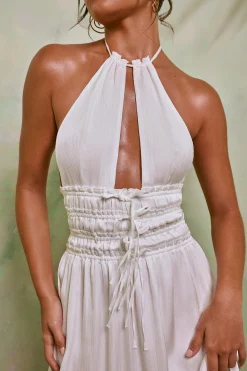 Oh Polly Women'S Clothing Sale - $65 And Under | Women'S Clothing Sale - $40 And Under^Halter Neck Cut Out Shirred Mini Dress in White