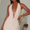 Oh Polly Mesh Dresses^Halter Neck Ruffle A-Line Mini Dress in Ivory