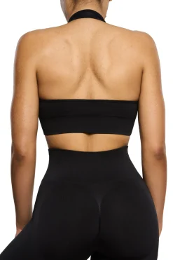 Oh Polly Sports Bras^Halter Neck Sports Bra in Black