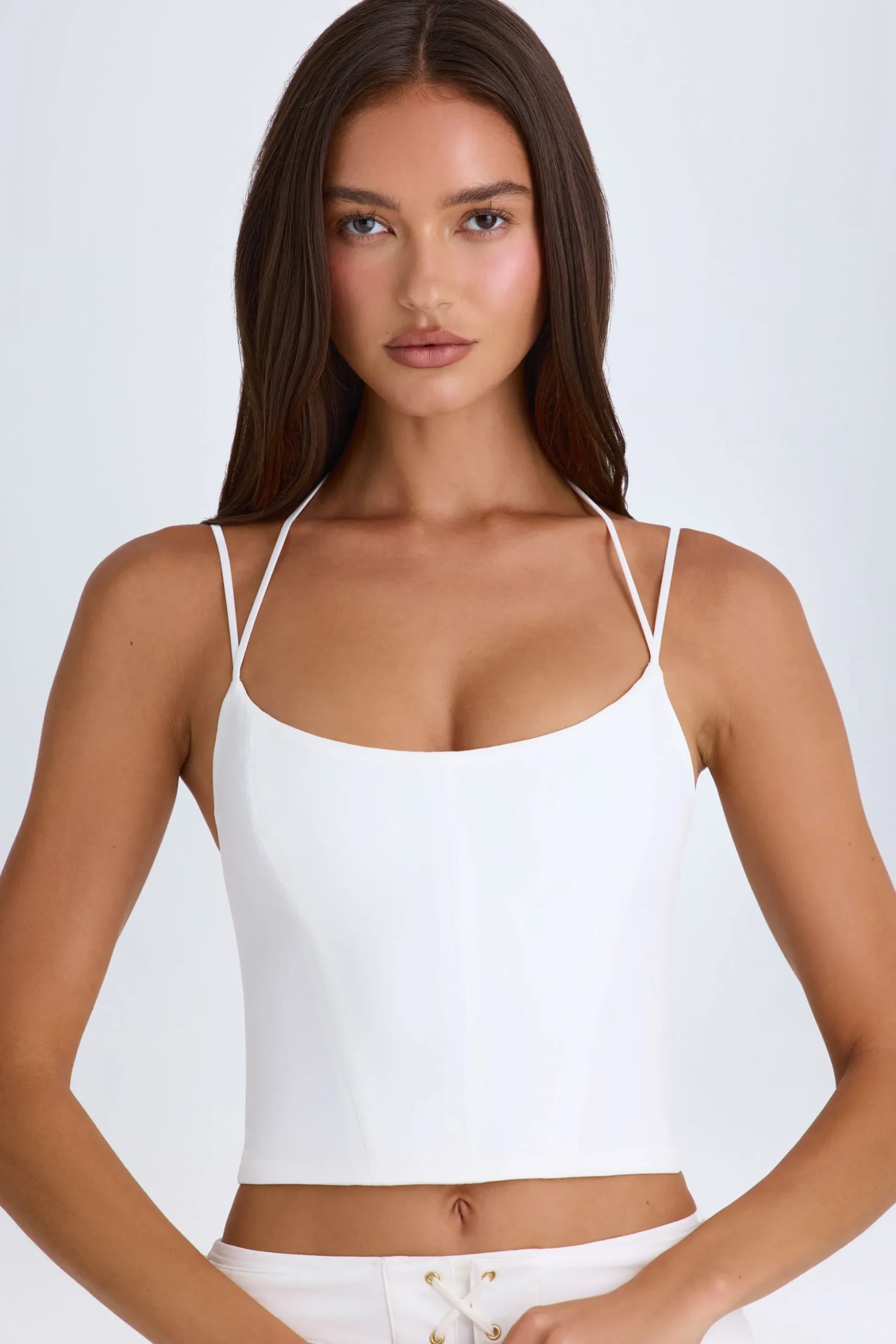 Oh Polly Co-Ords | Tops^Halterneck Corset Top in White