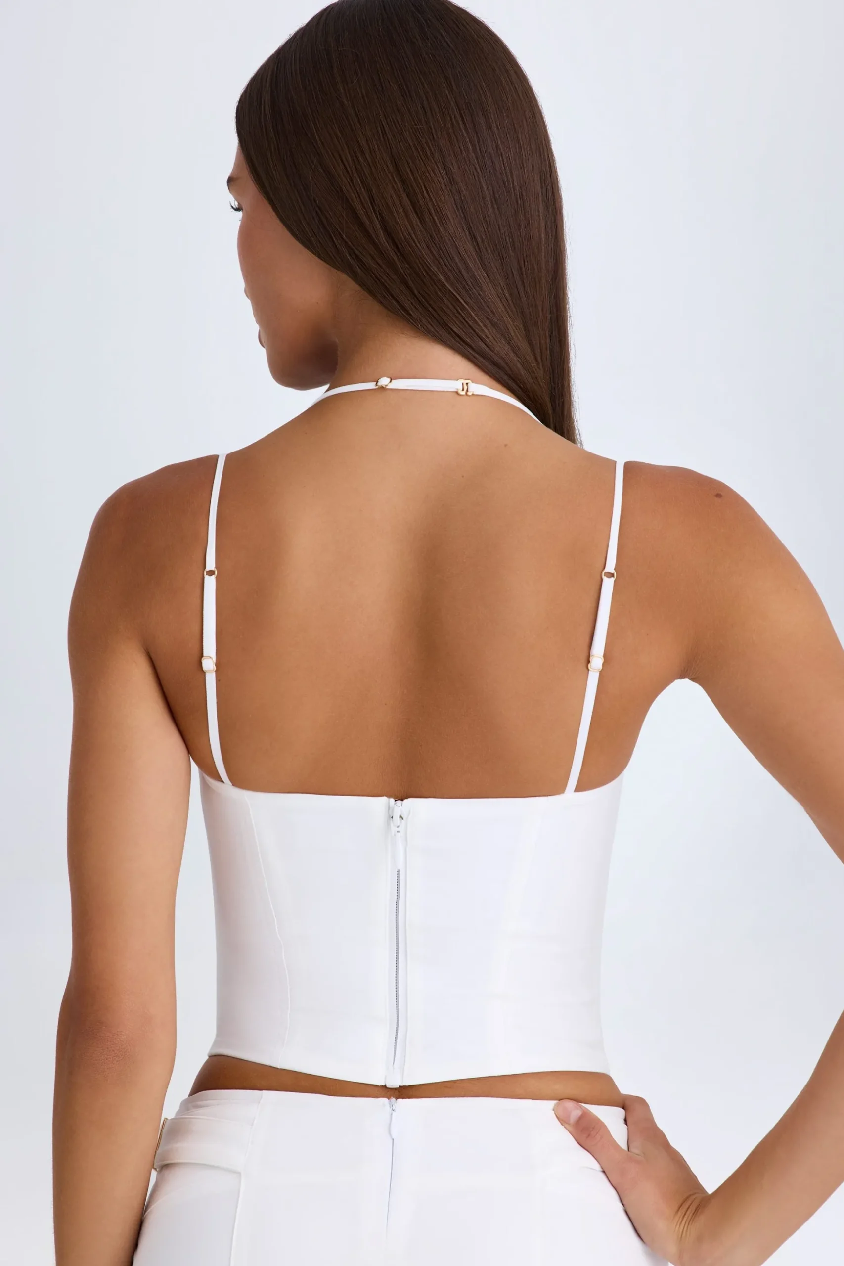 Oh Polly Co-Ords | Tops^Halterneck Corset Top in White