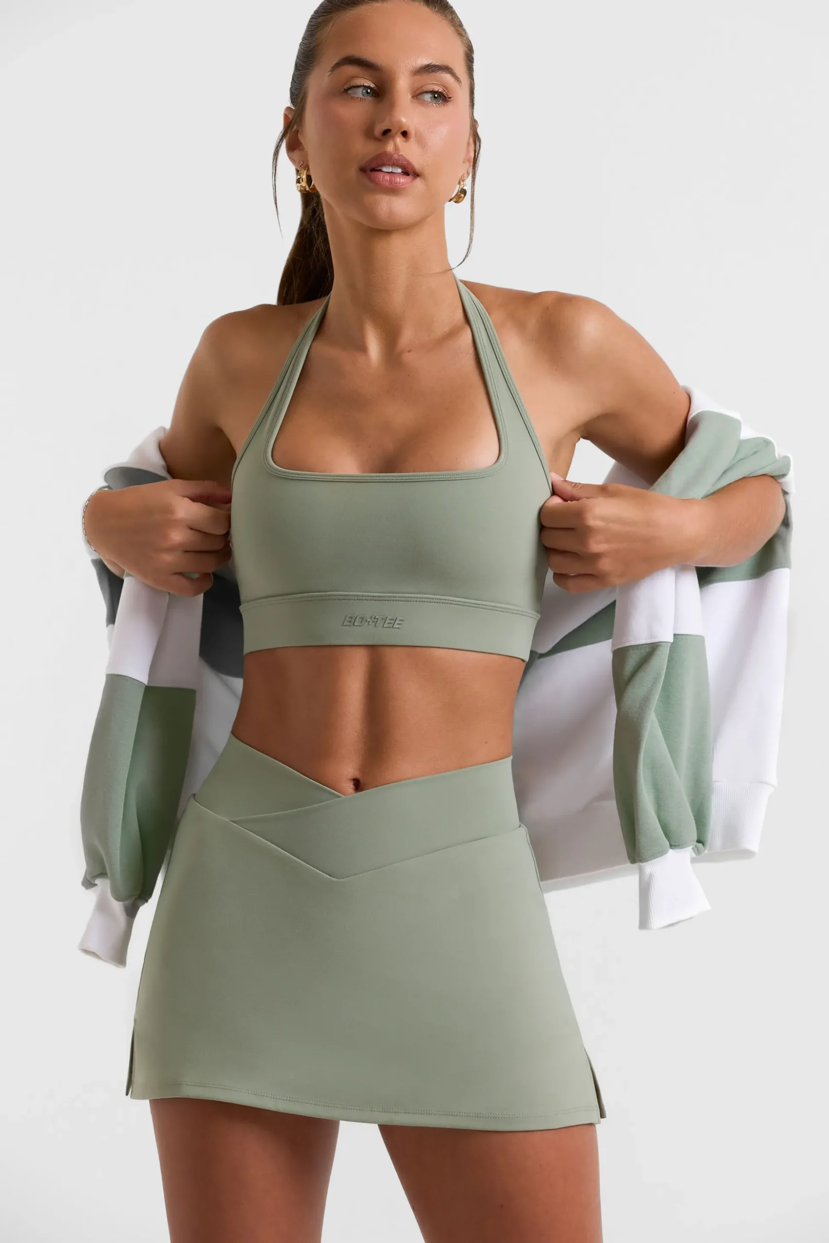 Oh Polly Matching Sets | Tops^Halterneck Crop Top in Bamboo Green BambooGreen
