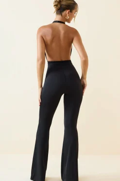 Oh Polly Jumpsuits & Unitards^Halterneck Cut-Out Flared Jumpsuit in Black