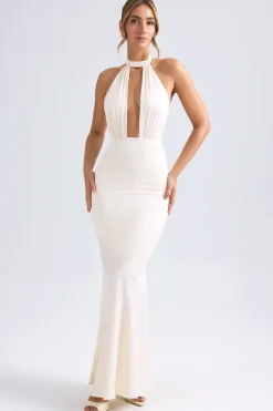 Oh Polly Bride To Be | Satin Dresses^Halterneck Fishtail Gown in Ivory