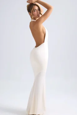 Oh Polly Bride To Be | Satin Dresses^Halterneck Fishtail Gown in Ivory