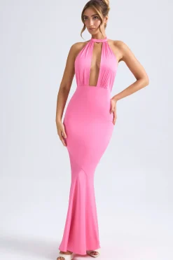 Oh Polly Wedding Guest^Halterneck Fishtail Gown in Hot Pink HotPink