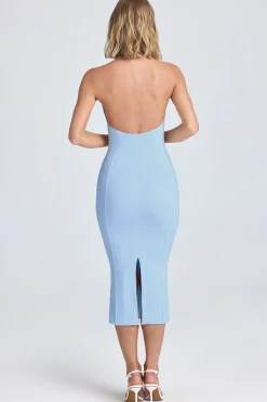 Oh Polly Women'S Clothing Sale - $65 And Under | Wedding Guest^Halterneck Ruffle-Appliqué Midaxi Dress in Powder Blue PowderBlue