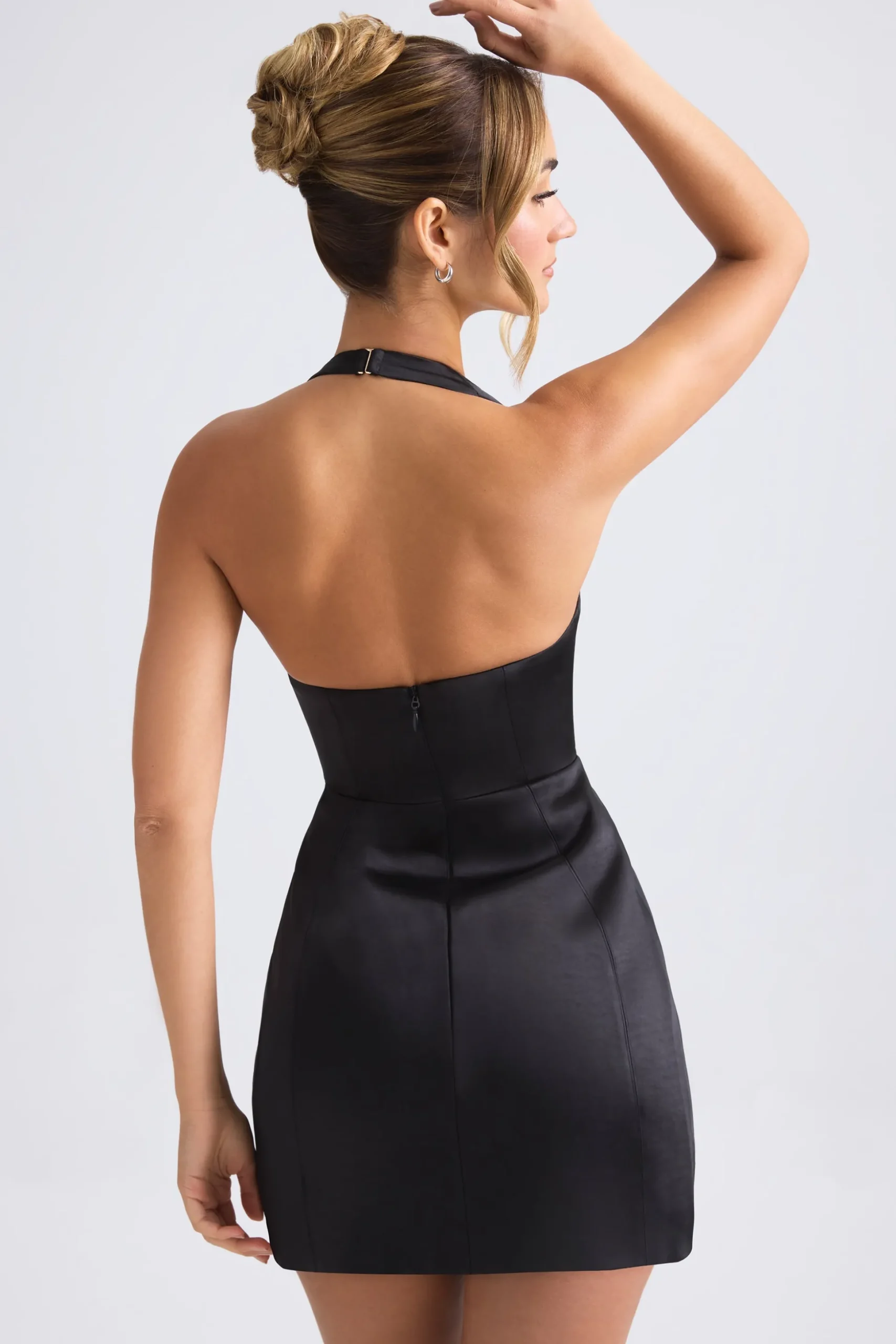 Oh Polly Party Dresses | Holiday Party Dresses & Outfits^Halterneck Structured Tulip Mini Dress in Black