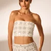 Oh Polly Women'S Clothing Sale - $65 And Under | Party Dresses^Hand Embellished Bandeau Corset Crop Top in Ivory