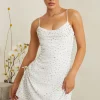 Oh Polly Party Dresses | Bride To Be^Hand Embellished Cowl Neck Mini Dress in White