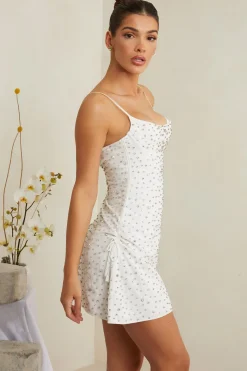 Oh Polly Party Dresses | Bride To Be^Hand Embellished Cowl Neck Mini Dress in White